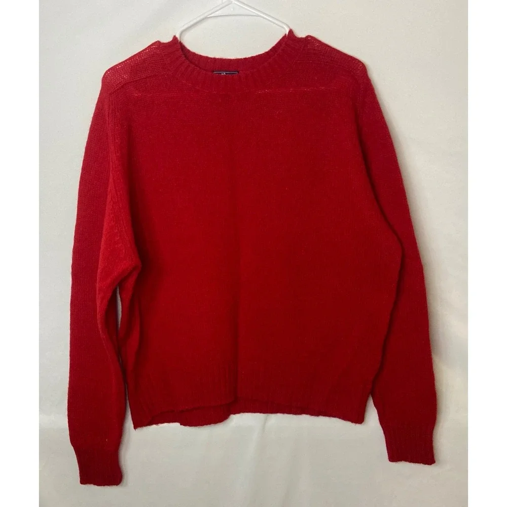 Steeplechase Red Wool Blend Crewneck Sweater Mens XL Solid‎ Long Sleeve Knit